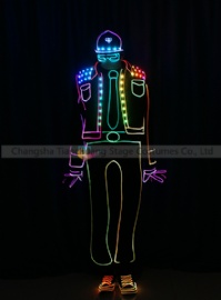 LED and Fiber optic costume with jacket, glasses,hat,gloves and shoes cover