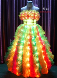 全彩抹胸LED发光长裙
