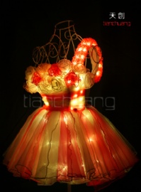 全彩LED发光单肩玫瑰小短裙