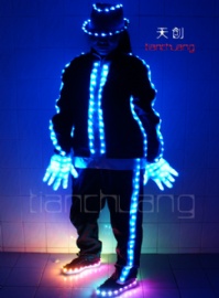 LED dance suit with light-up hat, shoes and gloves